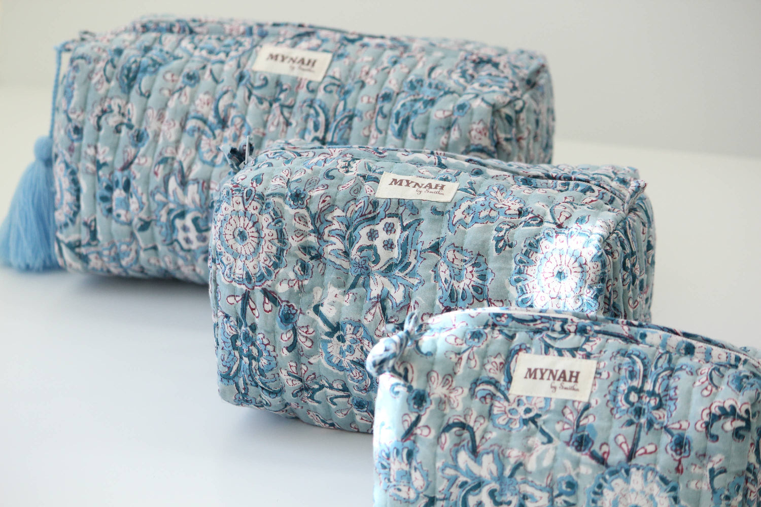 Dusty Blue Vine Print Travel Bag