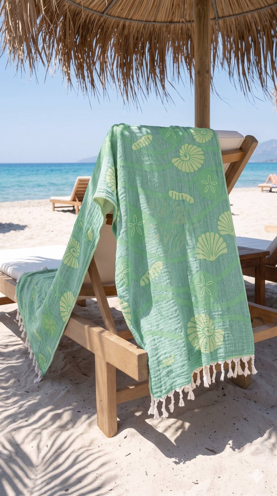 Green Seashell Turkish Towel