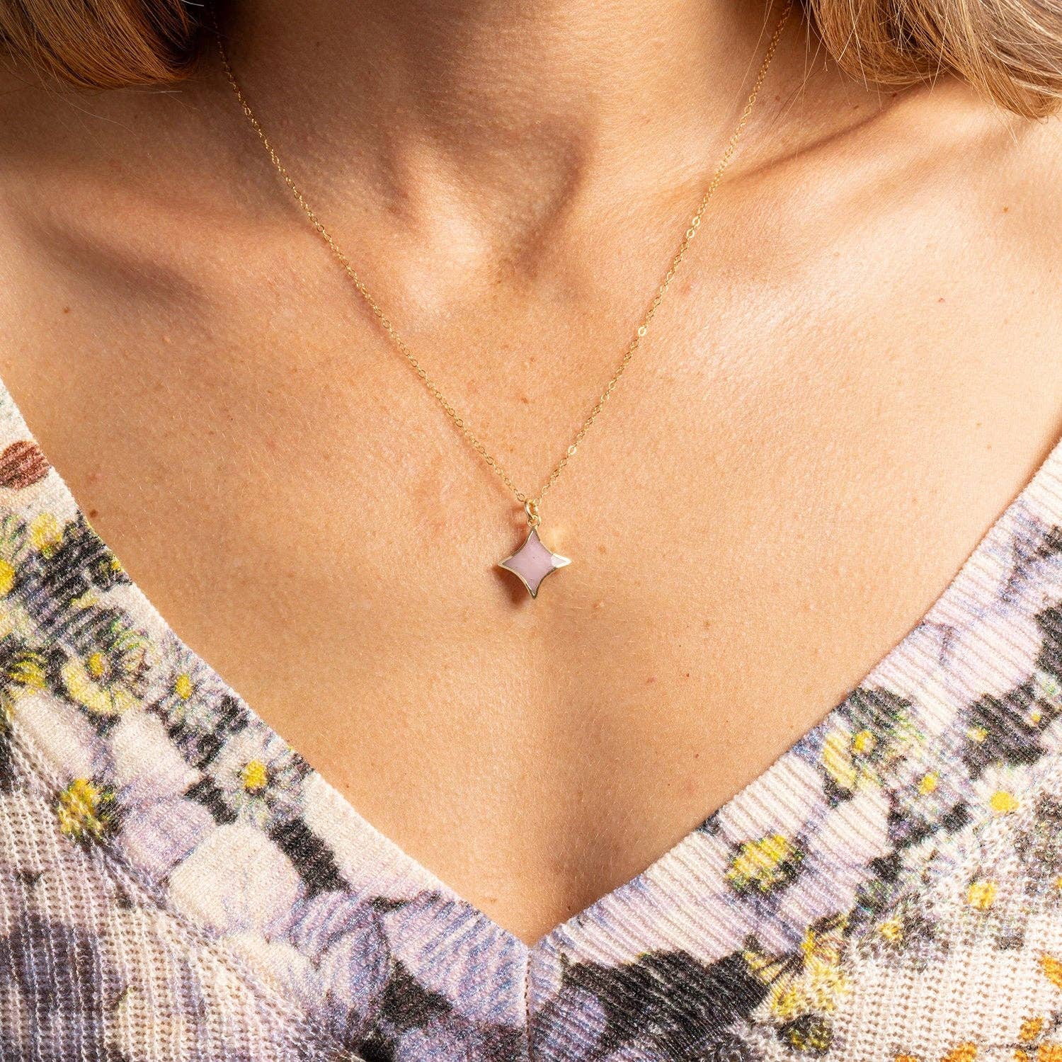 Pink Opal Star Necklace