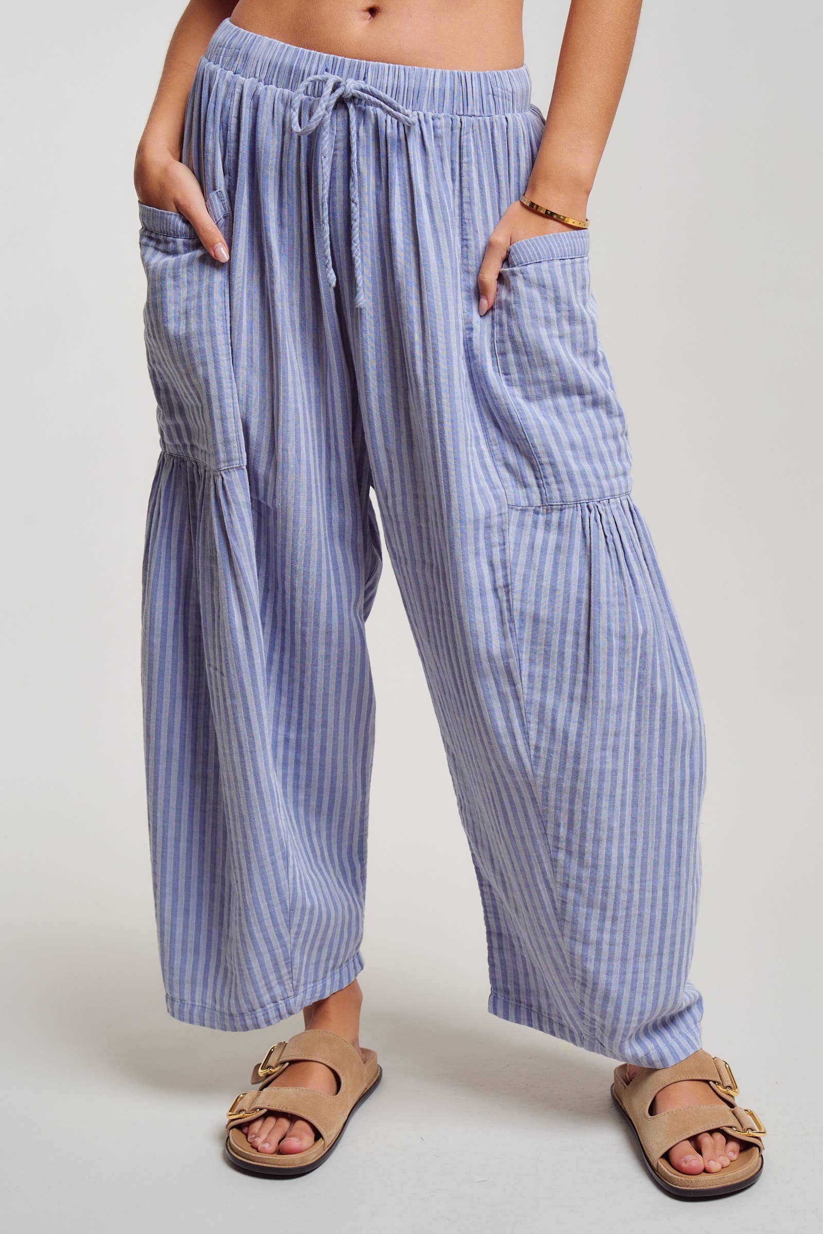 Striped Drawstring Harem Pants