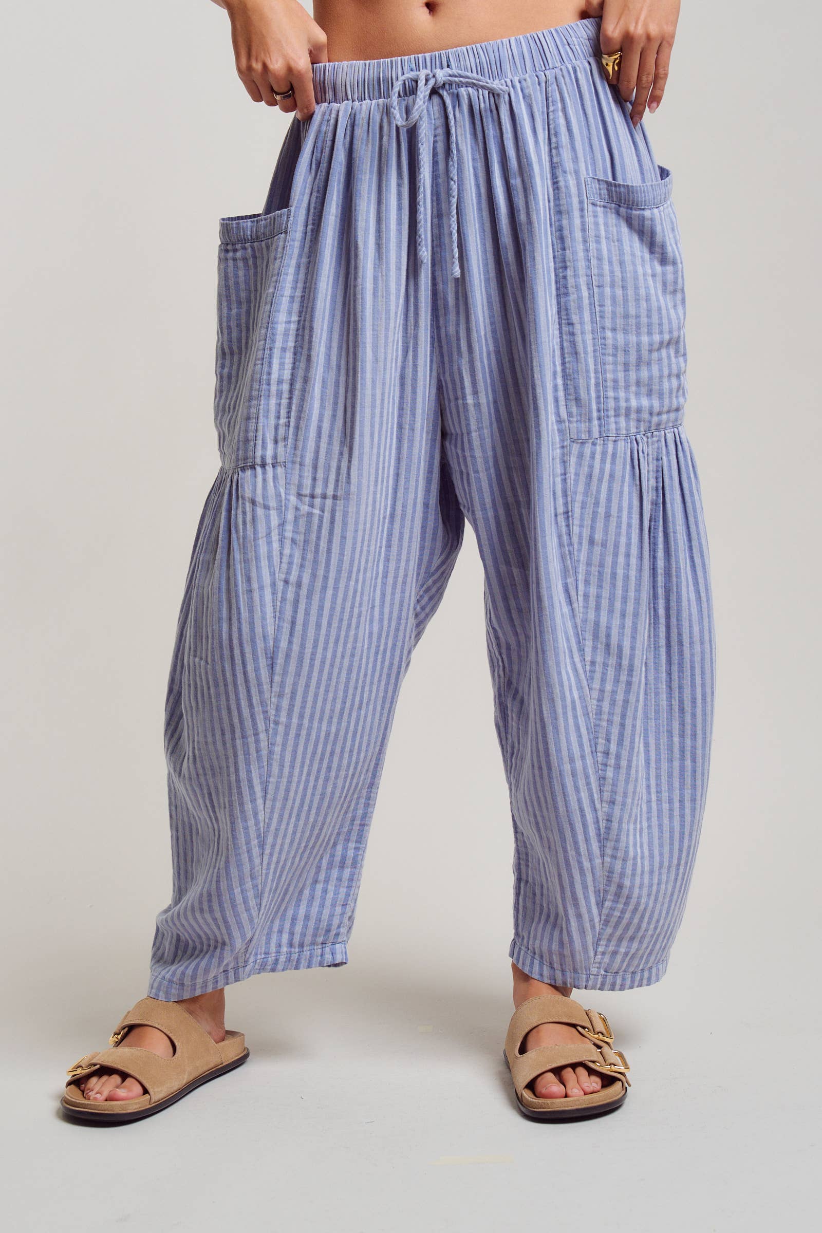 Striped Drawstring Harem Pants