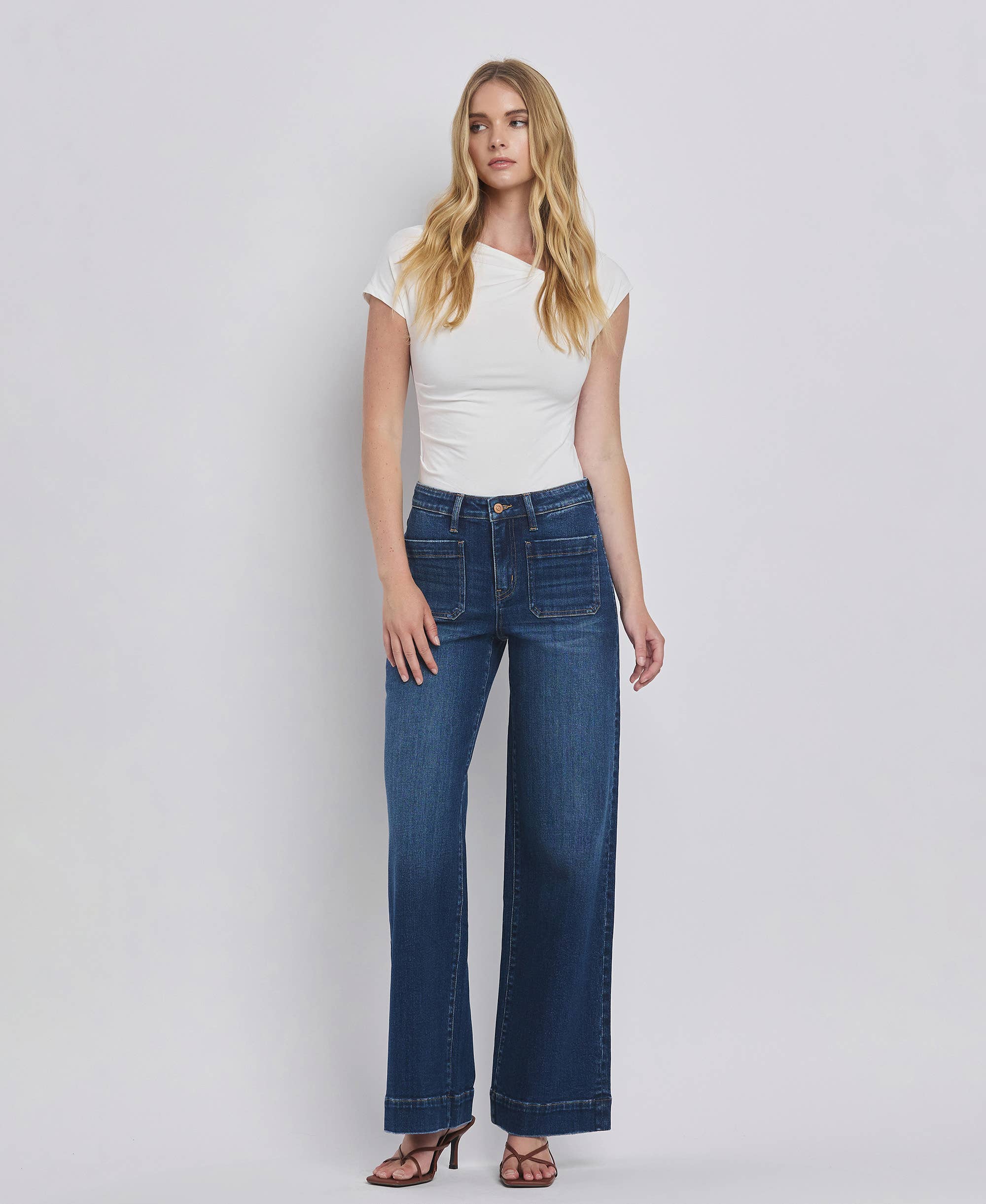 High Rise Patch Jeans