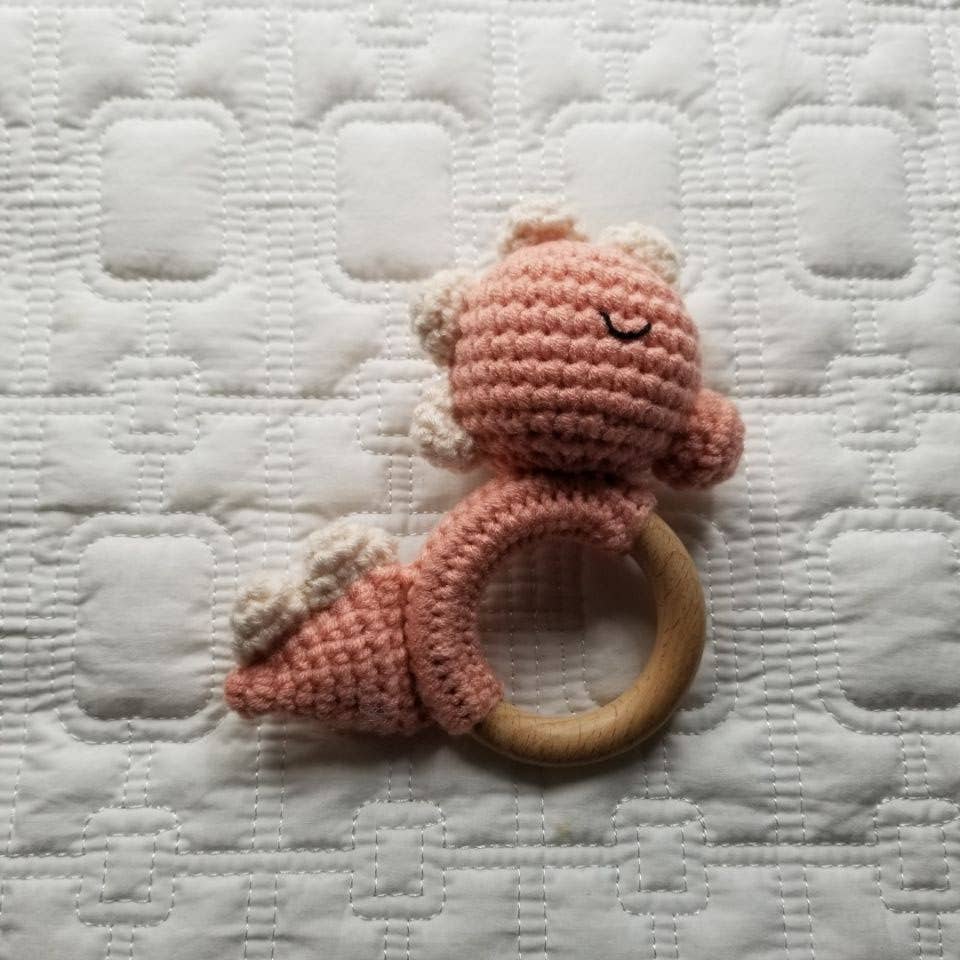 Dinosaur Hand Crocheted Rattle