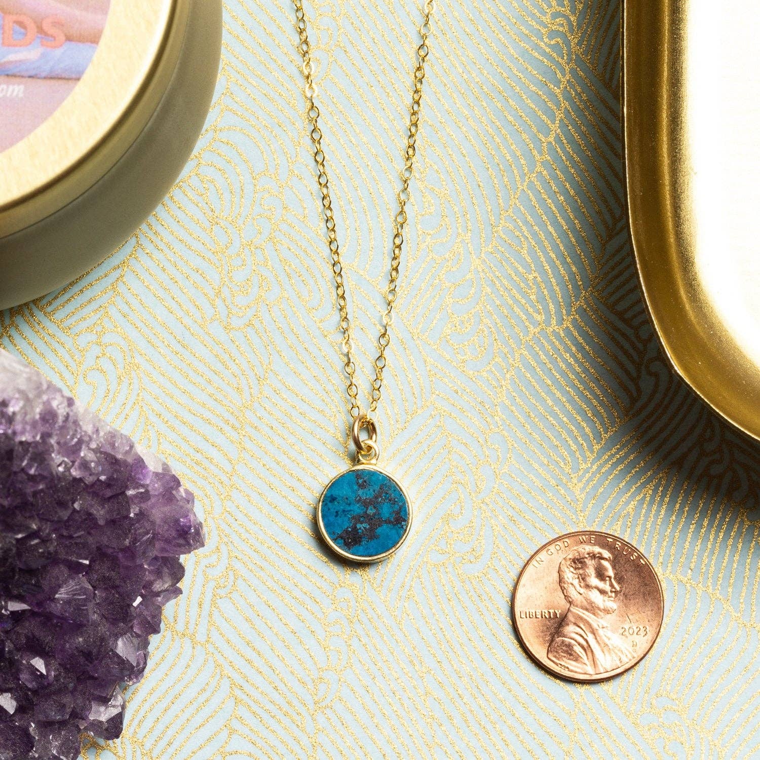 Chrysocolla Round Pendant Necklace