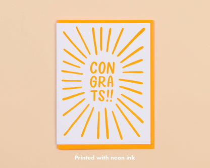Electric Orange Congrats Card