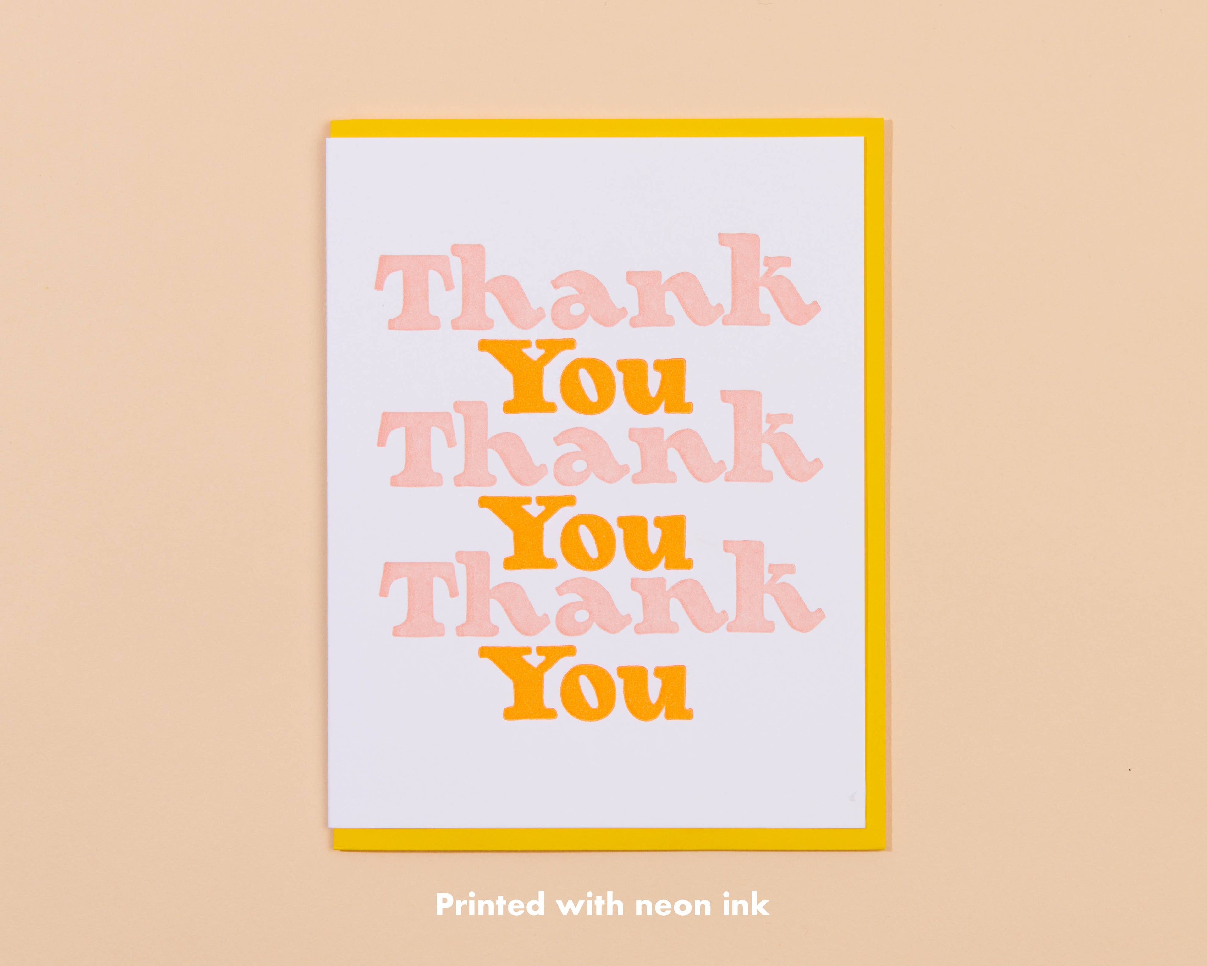 Thank You Card—Three Thanks Pink and Orange