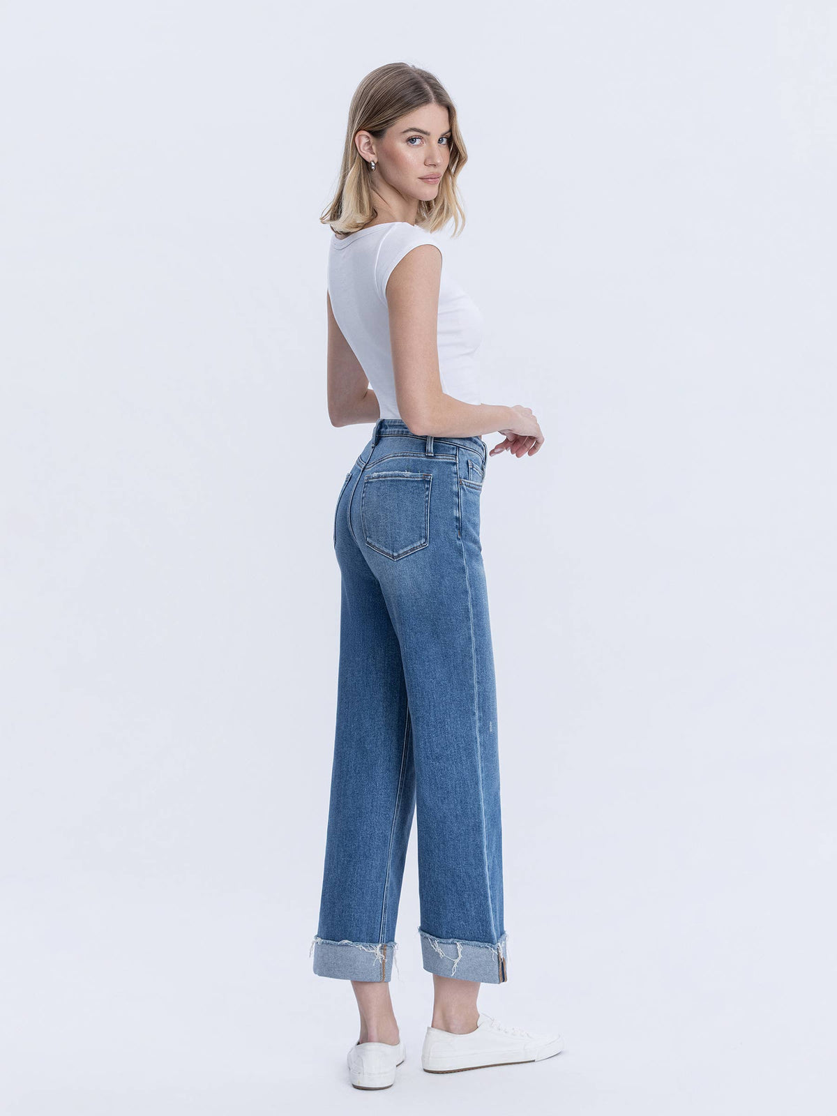 Julia Cuffed Slim Wide Jeans