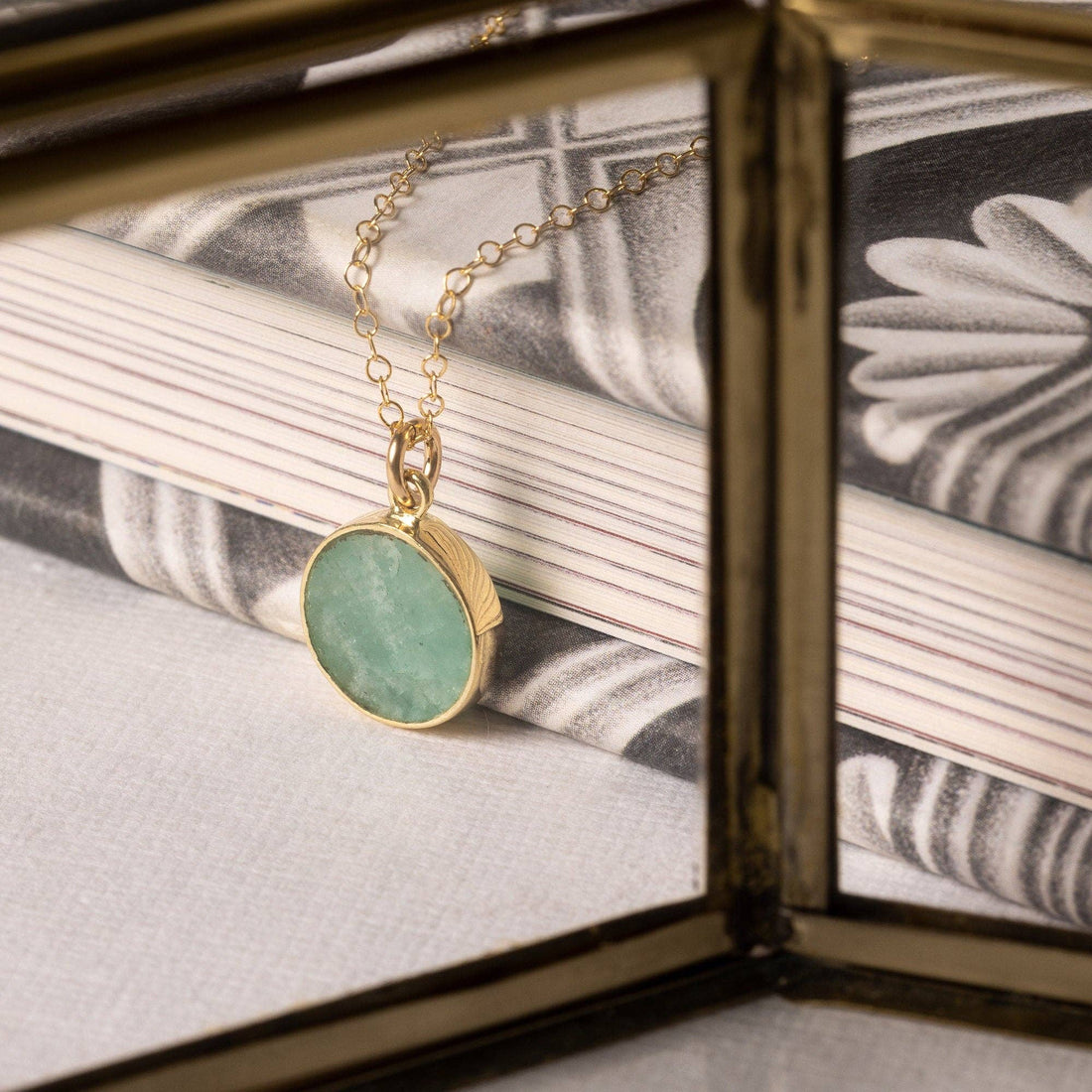 Amazonite Gold Disc Necklace