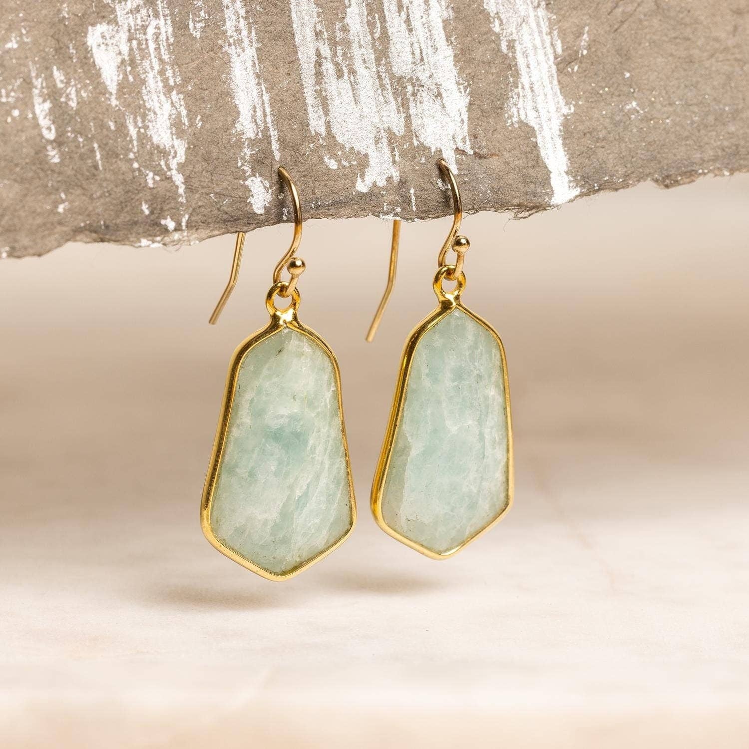 Aquamarine Hexagon Earrings