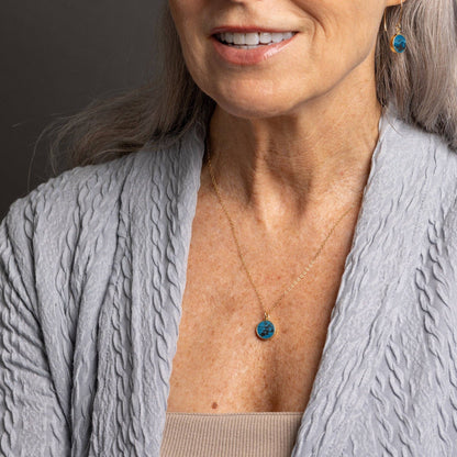 Chrysocolla Round Pendant Necklace