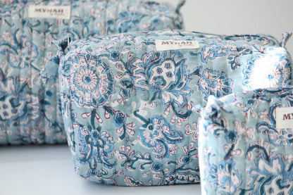Dusty Blue Vine Print Travel Bag