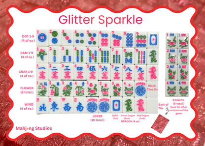 Glitter Sparkle - Mahjong Tiles – American Mahjong Tile Set (166 Tiles) Pink