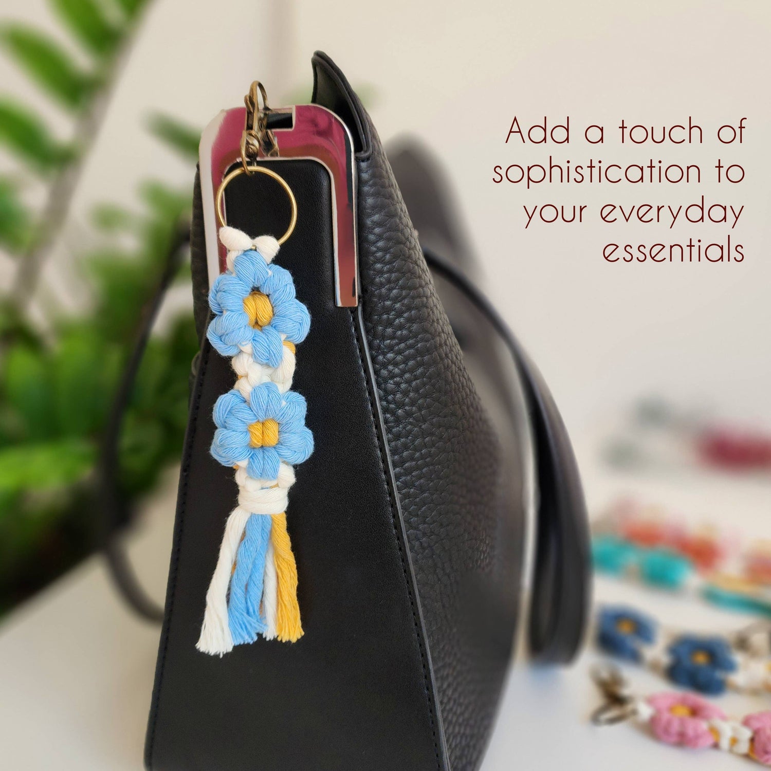 Macrame Daisy Keychain