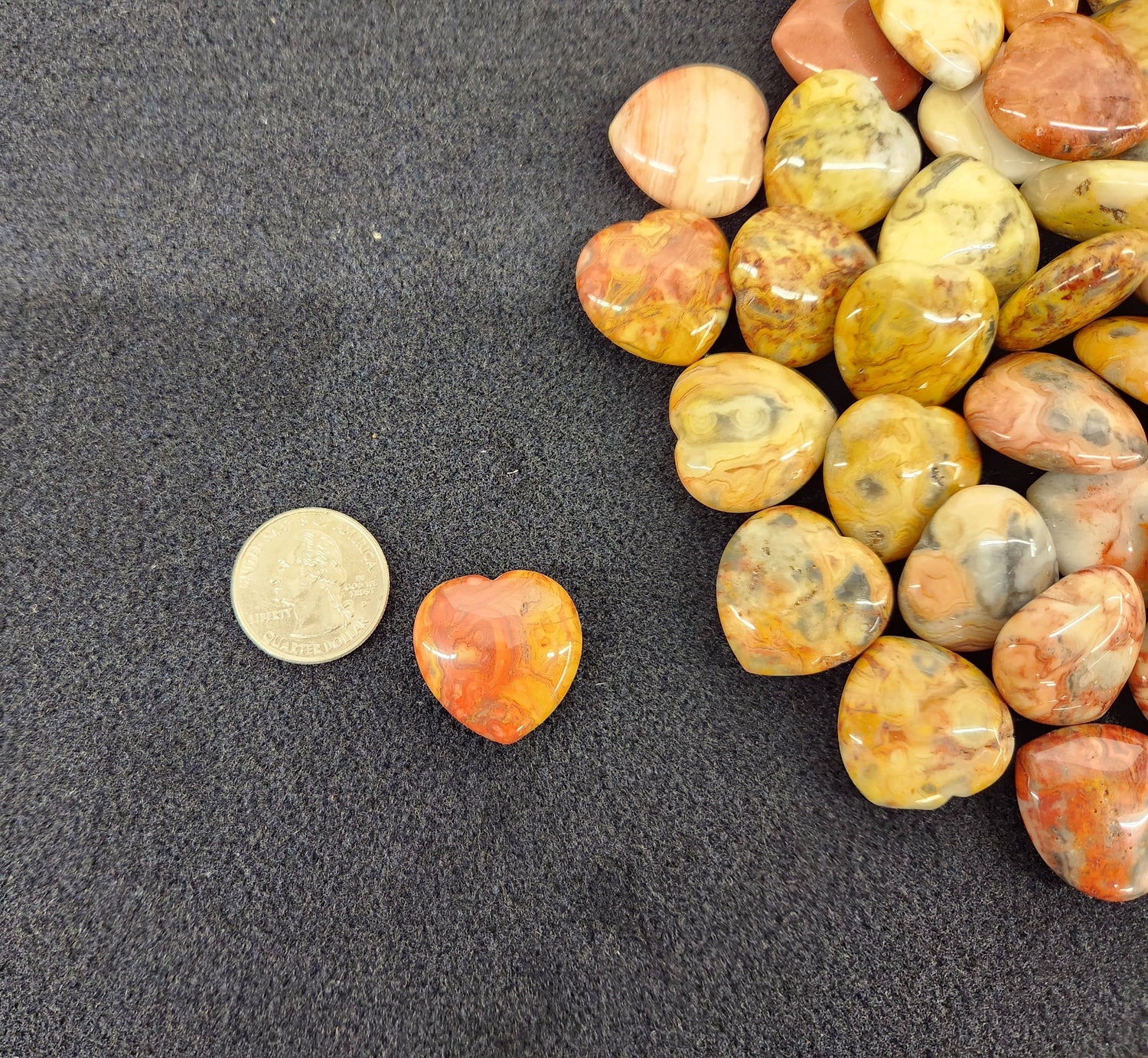 Yellow Crazy Lace Agate Mini Heart
