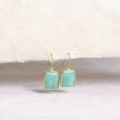 Amazonite Emerald Cut Earrings