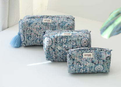 Dusty Blue Vine Print Travel Bag