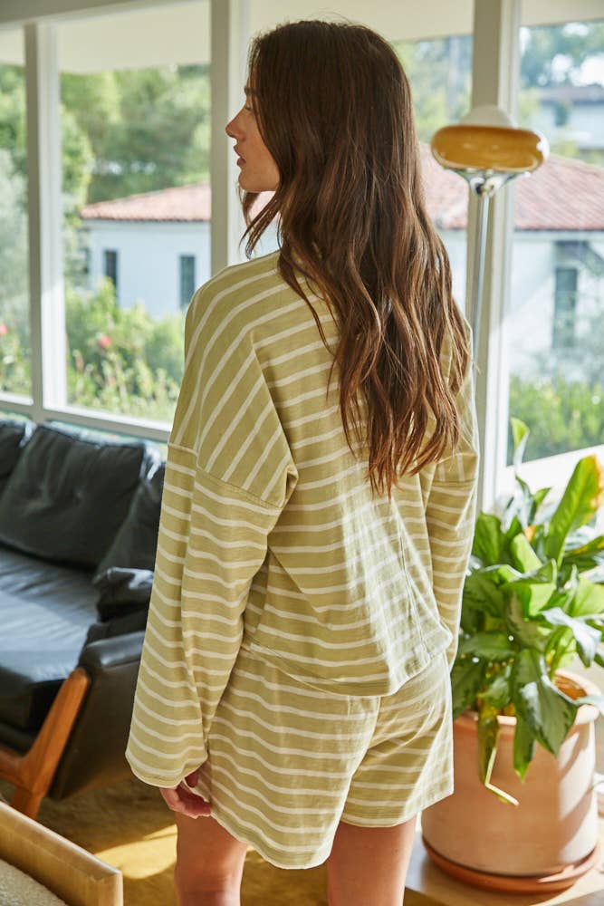 Striped Mock Neck Long Sleeve