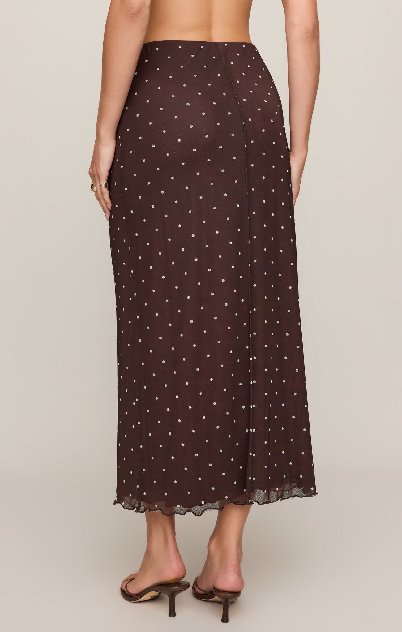 Eda Polka Dot Mesh Midi Skirt