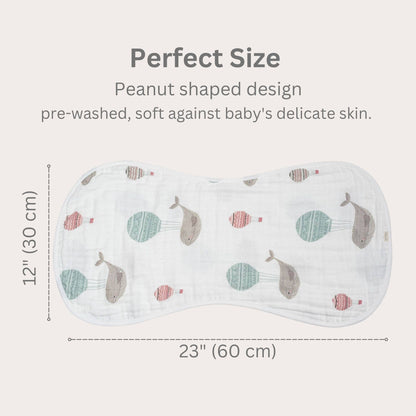 Whale Bamboo Muslin Burp Cloth Set