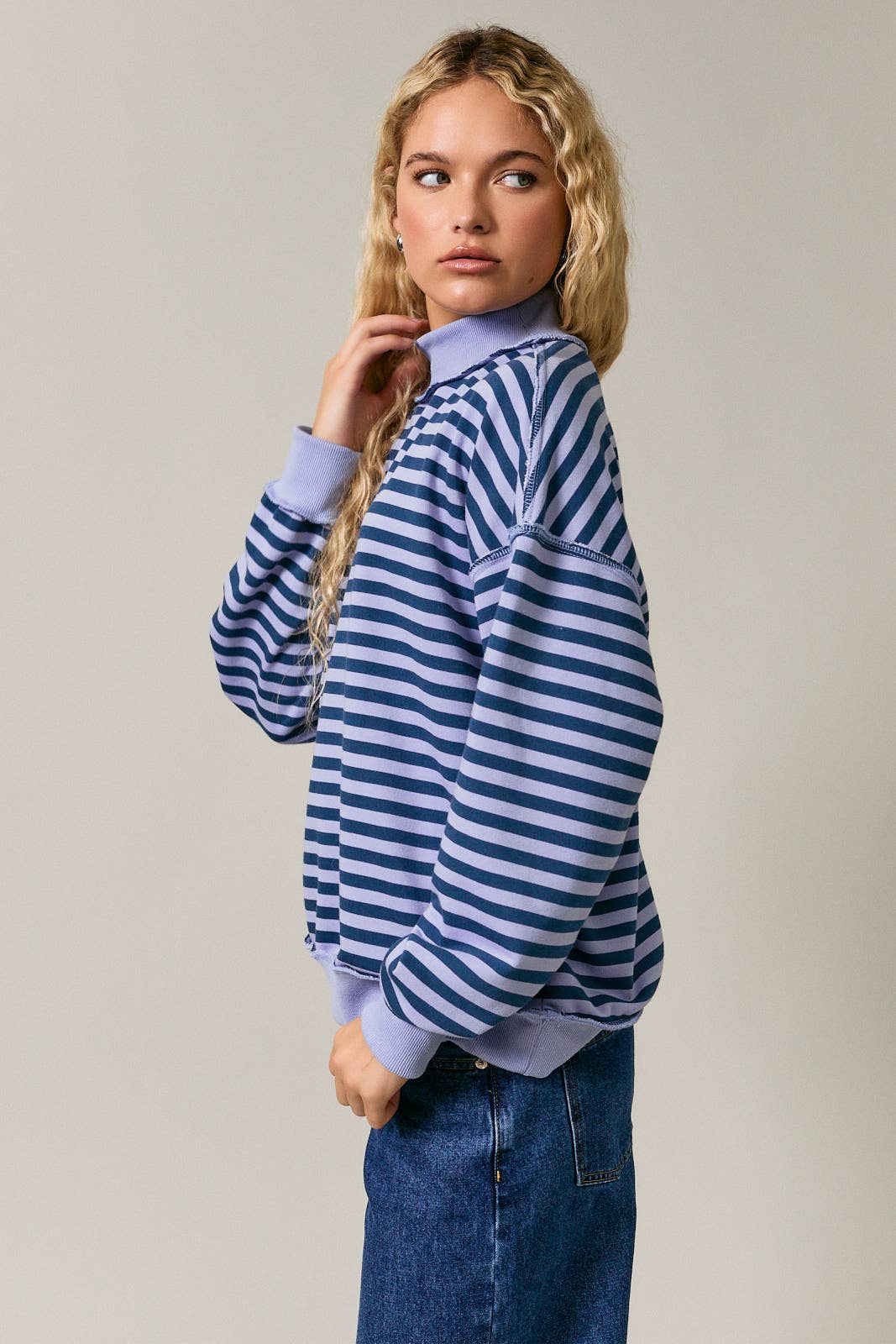 Grace Striped Mock Neck