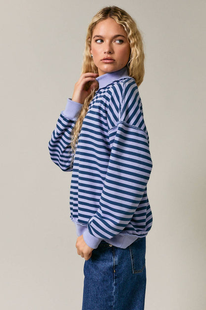 Grace Striped Mock Neck