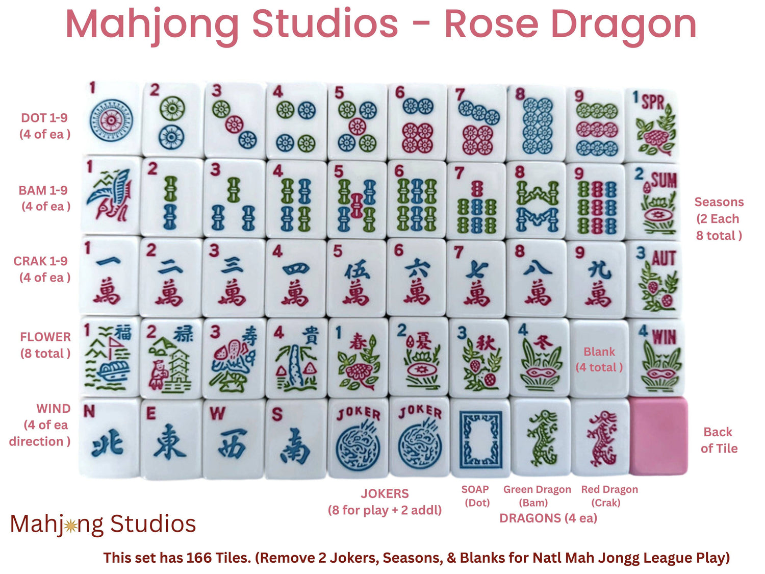 Rose Dragon Mahjong TIles