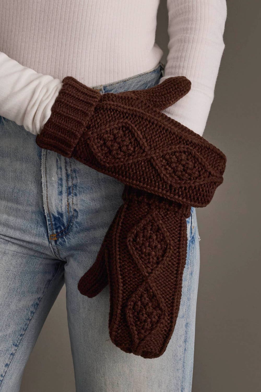Chocolate Knit Mittens