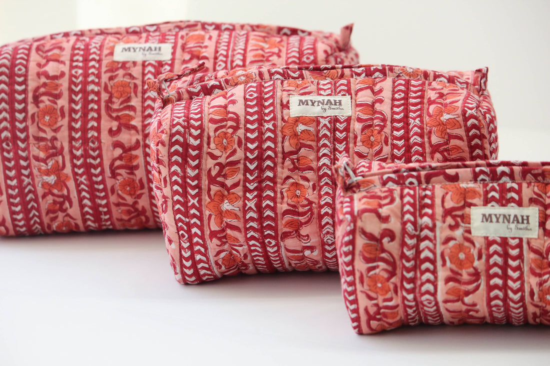 Terracotta Stripes Travel Pouch