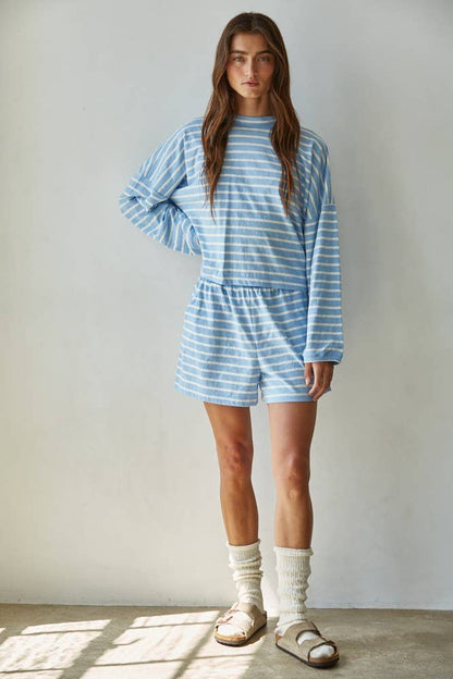 Striped Mock Neck Long Sleeve