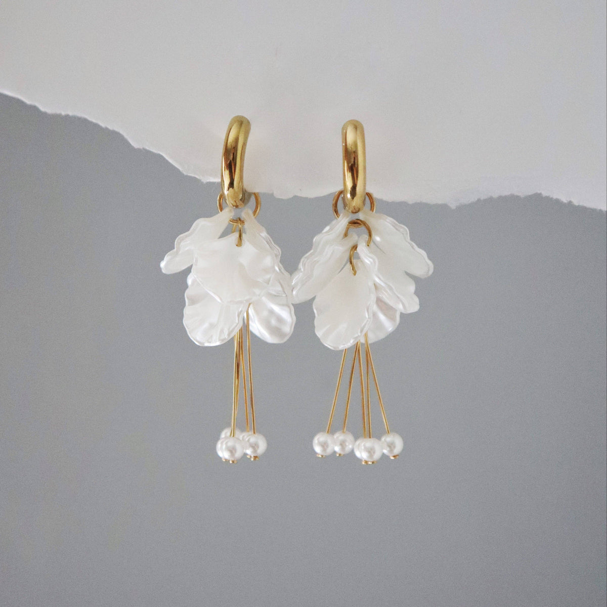 Pearl Petal Drop Hoop