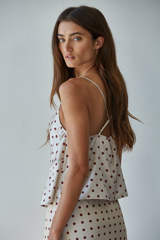 Polka Dot Cowl Neck Tank