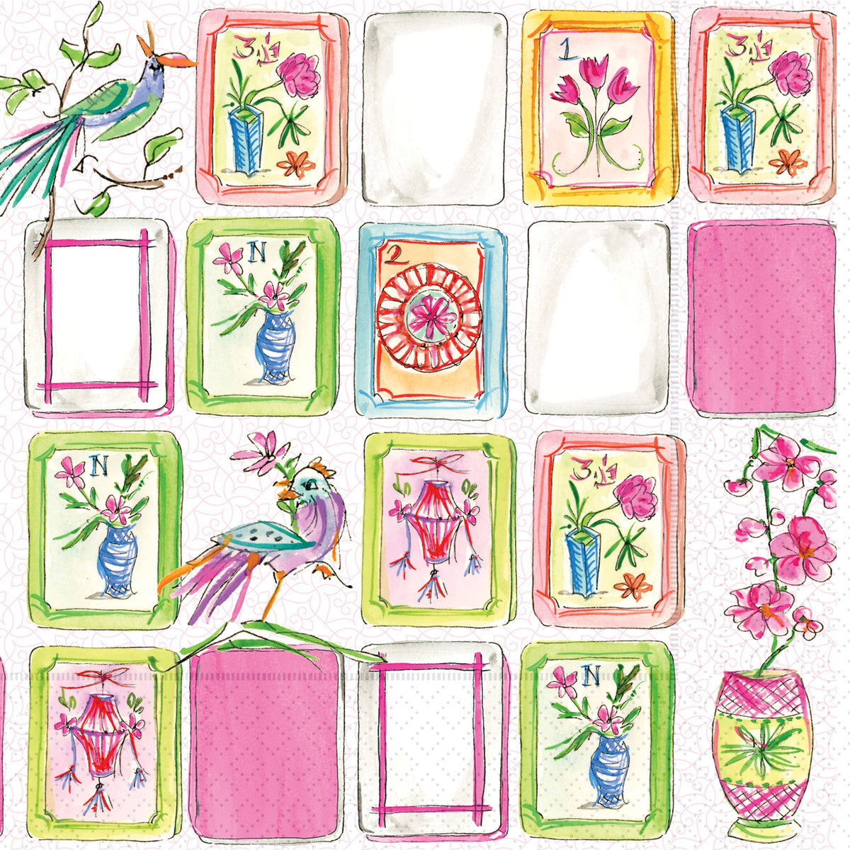 Pink Mahjong Cocktail Napkins