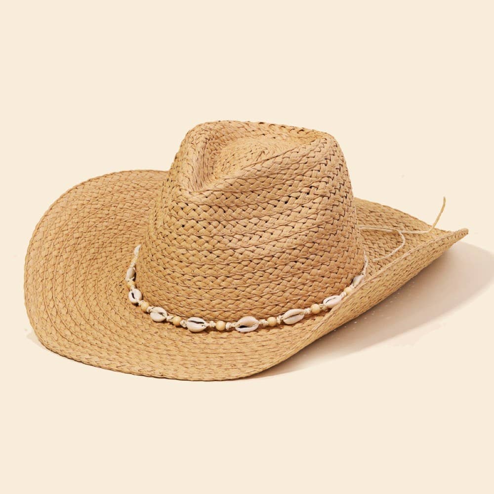 Cowrie Shell Braided Cowboy Hat